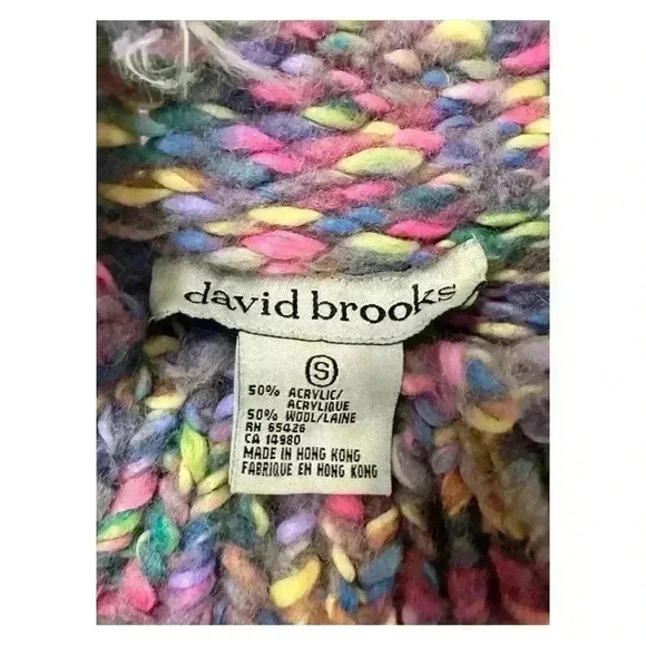 David Brooks Vintage Wool Blend Rainbow multi-colored knit sweater size Small - Picture 4 of 6